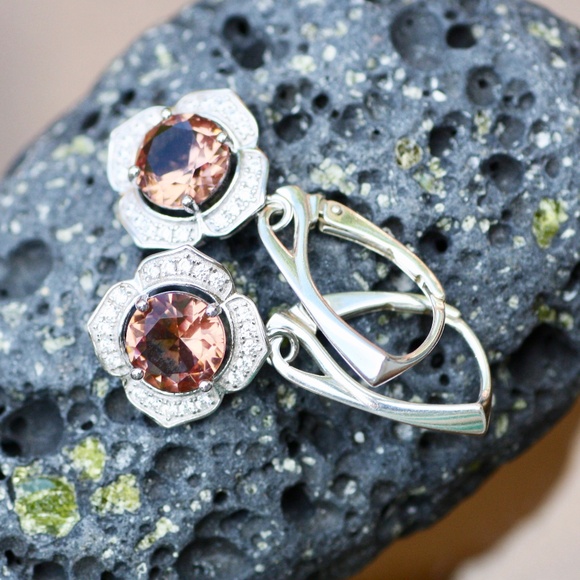 Color Change Diaspore Earrings Sterling Silver Flower Drop Earrings Nickel Free - Picture 5 of 11